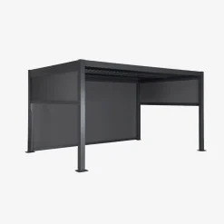 Pérgola bioclimática de aluminio y acero, 3x4m con 2 toldos 3m + 1 toldo 4m