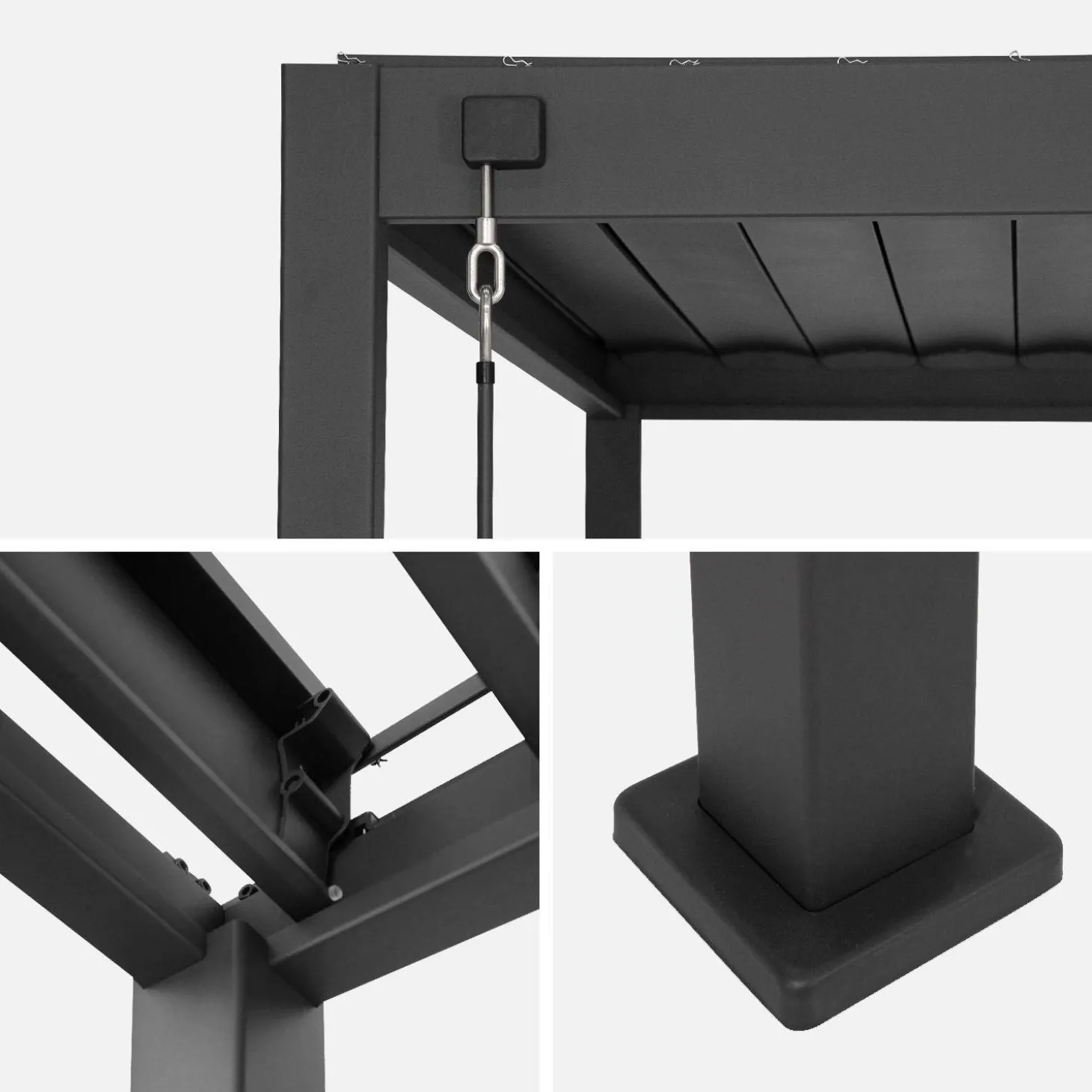 Pérgola bioclimática de aluminio 3x4m + 3 persianas 1m lamas orientables