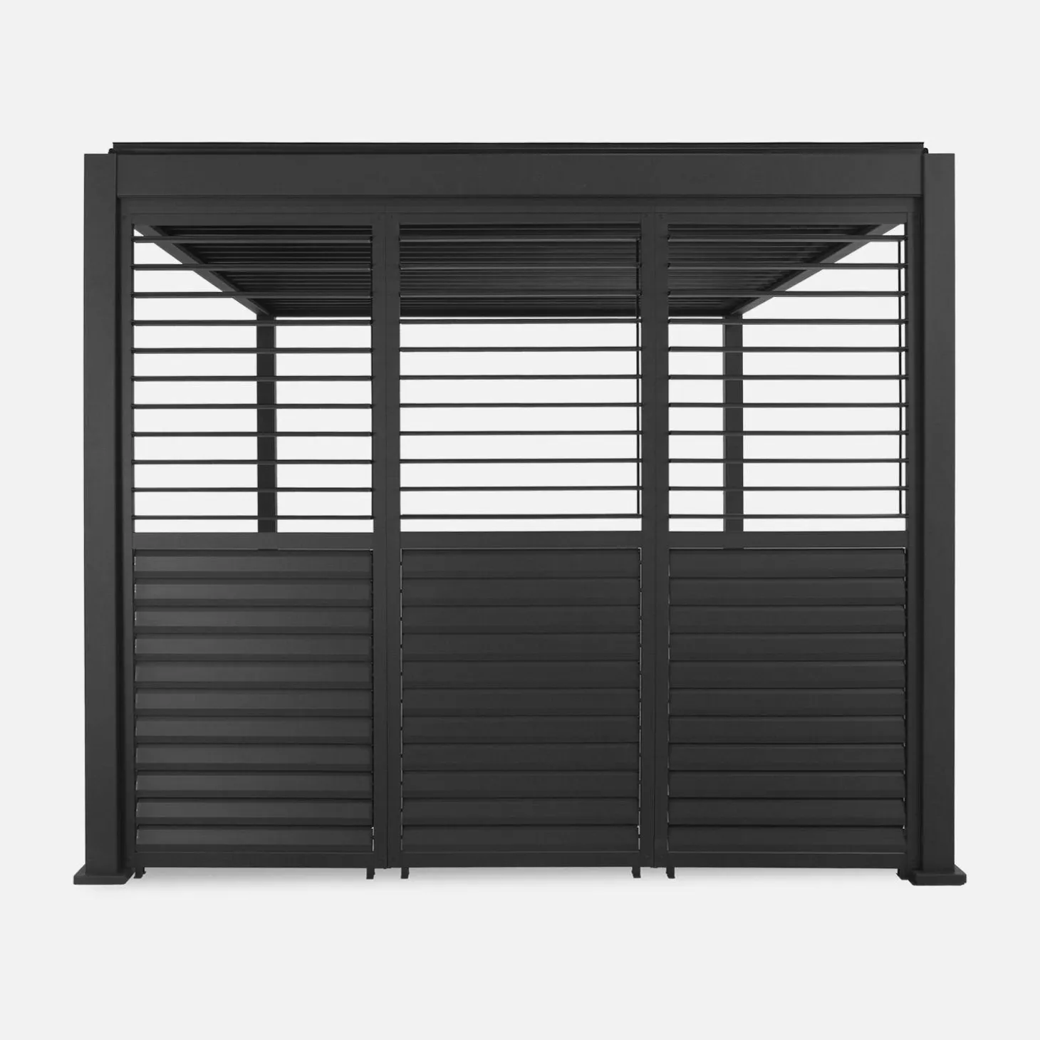Pérgola bioclimática de aluminio 3x4m + 3 persianas 1m lamas orientables