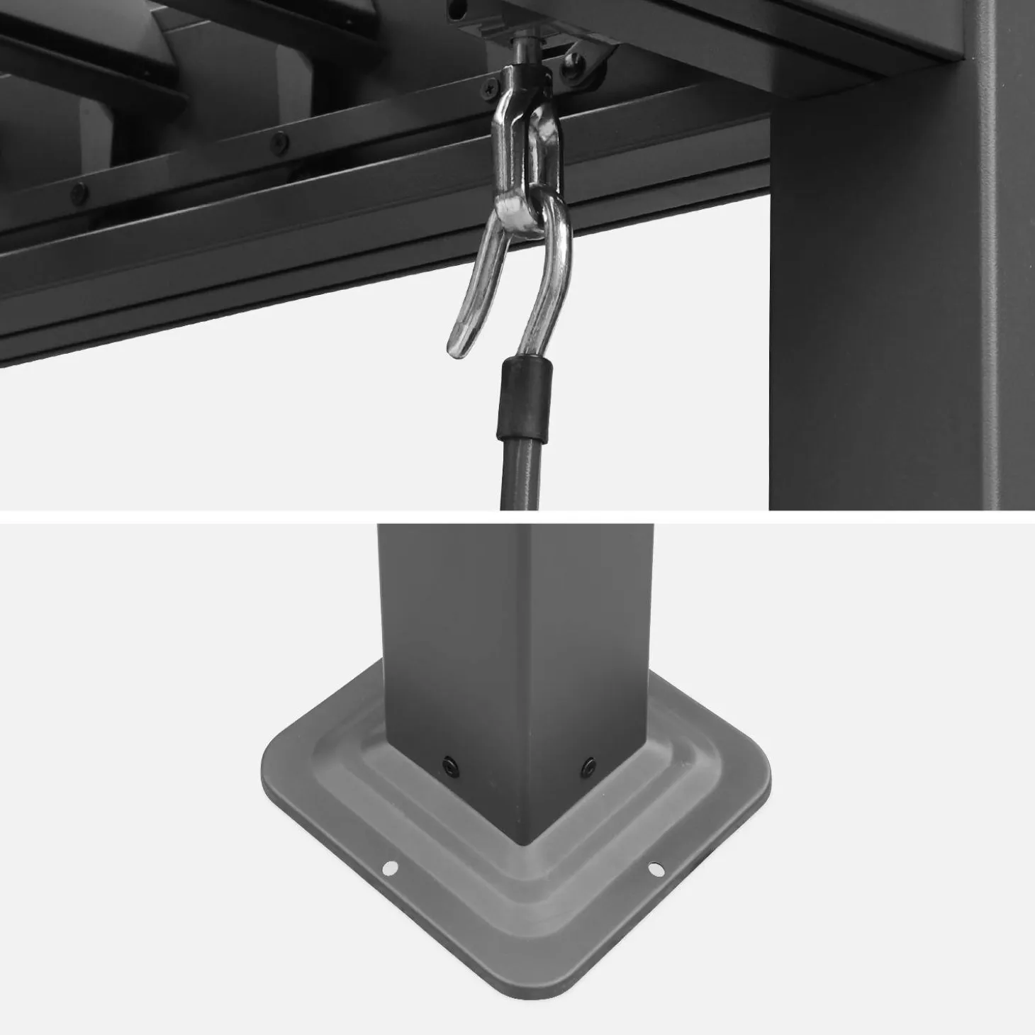 Pérgola bioclimática de aluminio y acero 3x4m + 3 persianas de 1.3m con lamas orientables