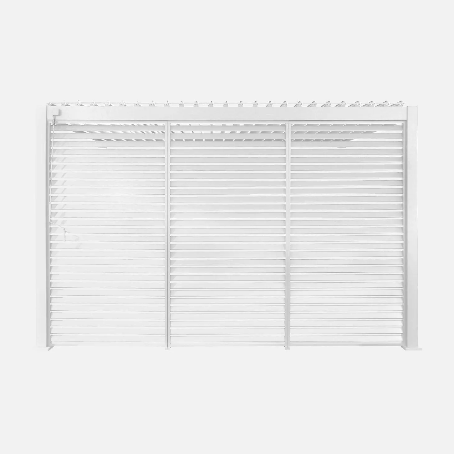 Pérgola bioclimática de aluminio adosada 3x4m + 3 persianas 1.3m