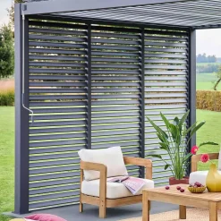 Pérgola bioclimática de aluminio 3x4m + 3 persianas de 1m