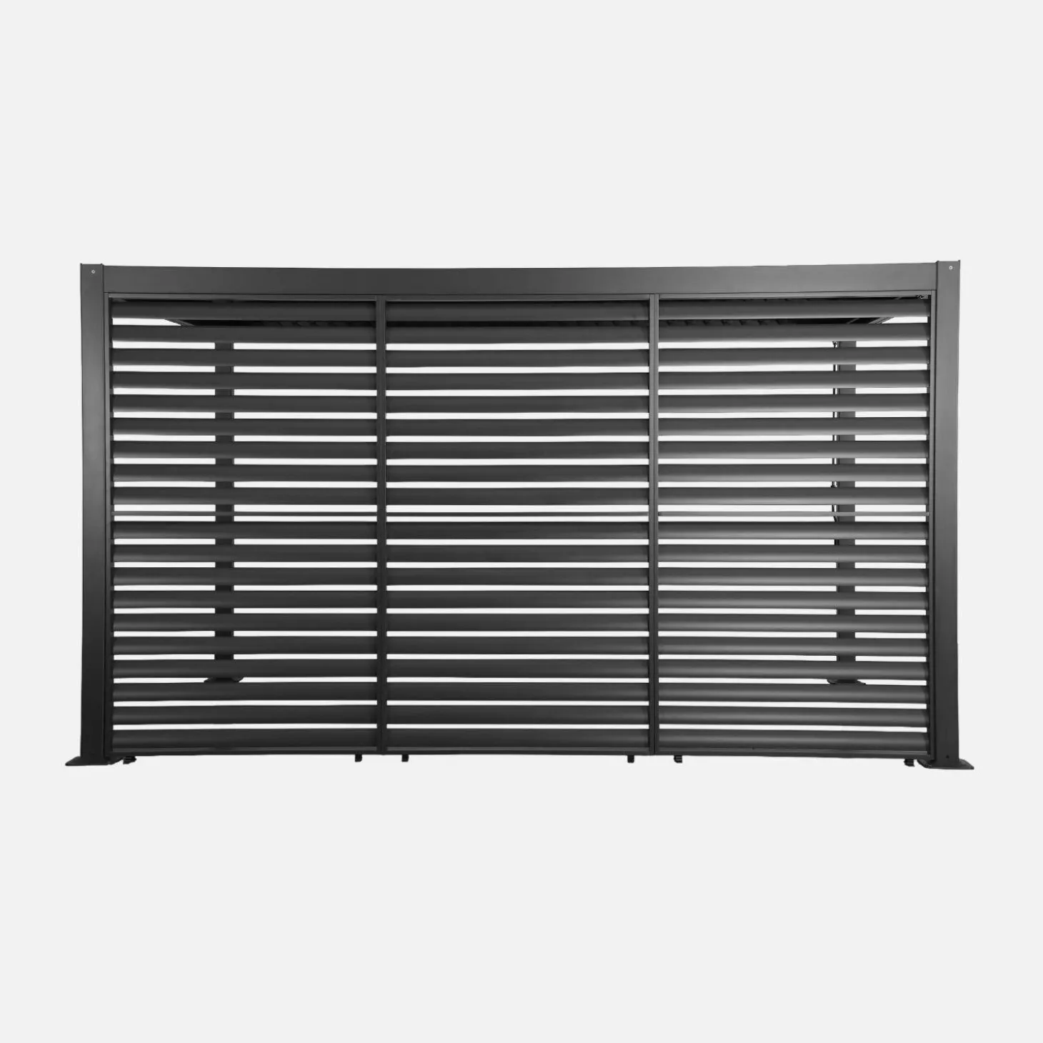 Pérgola bioclimática de aluminio y acero 3x4m + 3 persianas 1.3m