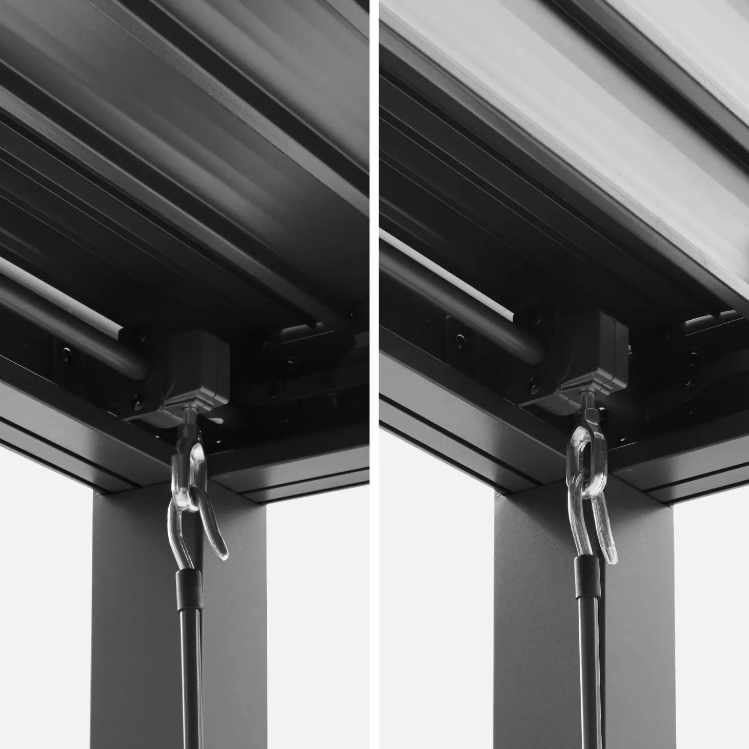 Pérgola bioclimática de aluminio y acero 3x4m + 3 persianas 1.3m