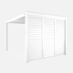 Pérgola bioclimática de aluminio 3x4m + 3 persianas 1m lamas orientables