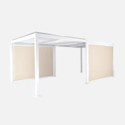Pérgola bioclimática de aluminio y acero 3x6m con 2 toldos de 3m