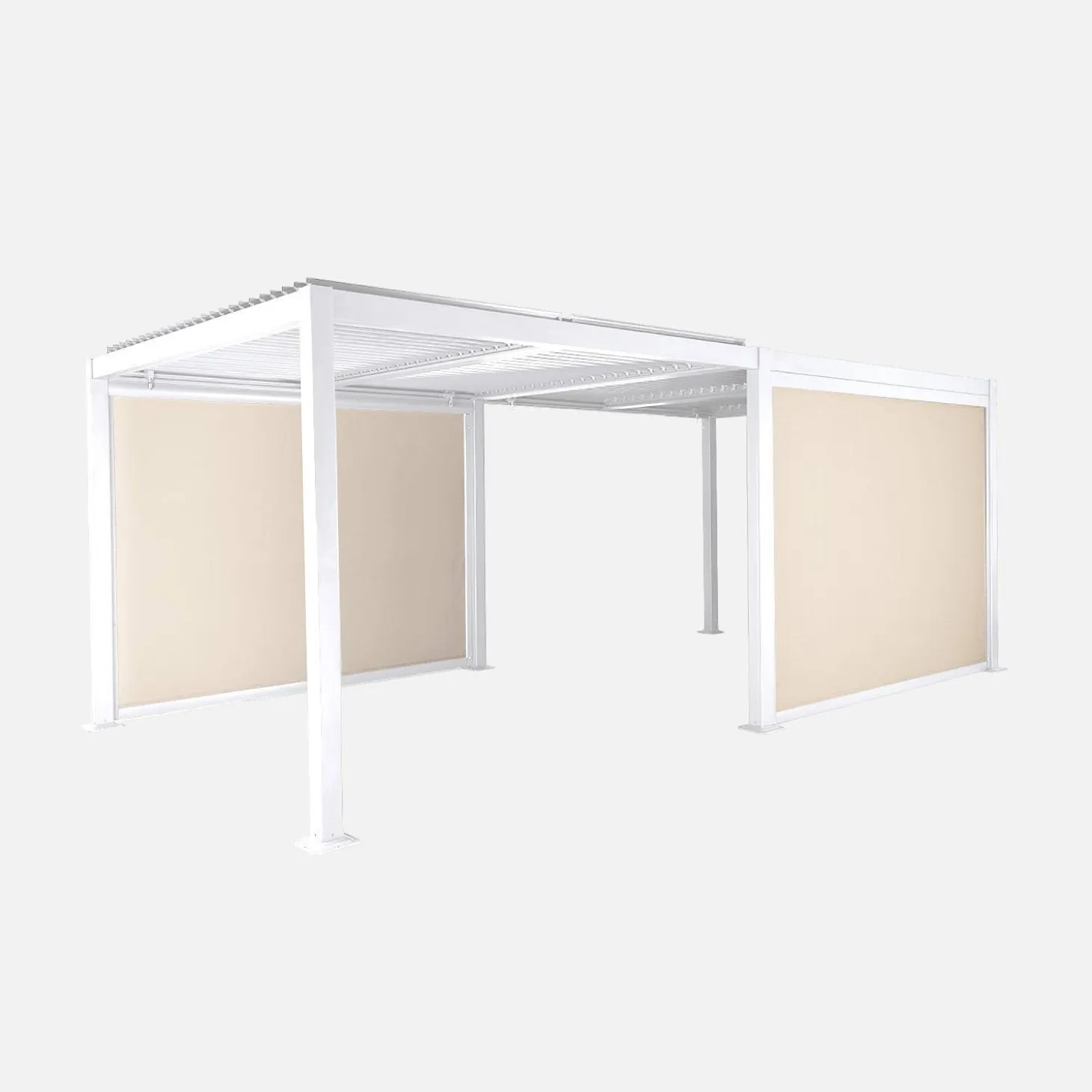 Pérgola bioclimática de aluminio y acero 3x6m con 2 toldos de 3m