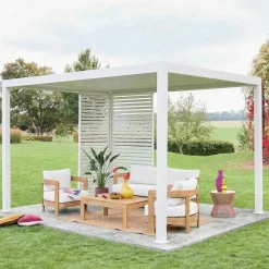 Pérgola bioclimática de aluminio 3x4m + 1 persiana 1m+ 1 persiana 1.3m