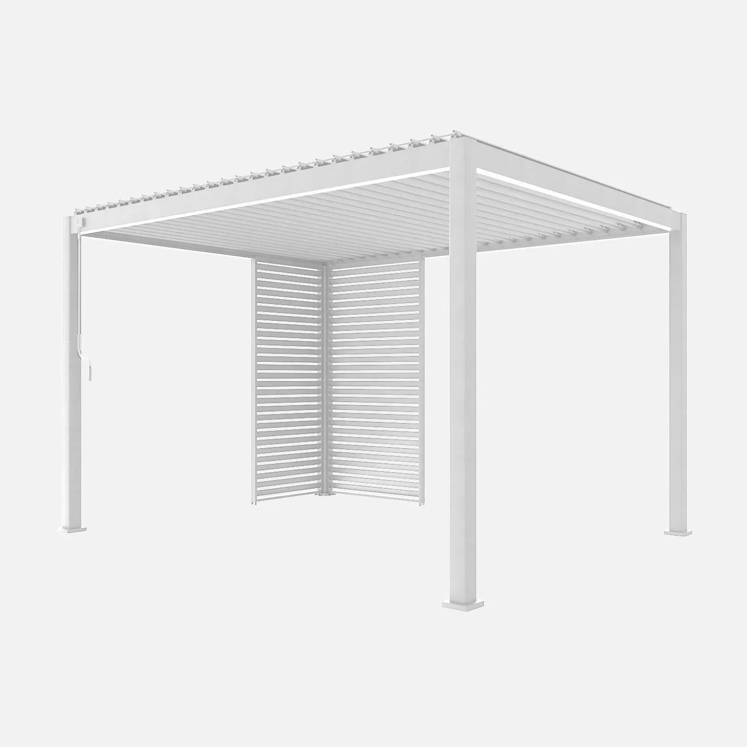 Pérgola bioclimática de aluminio 3x4m + 1 persiana 1m+ 1 persiana 1.3m