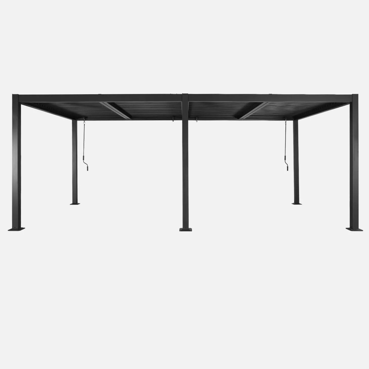 Pérgola bioclimática de aluminio y acero 3x6m con 2 toldos de 3m