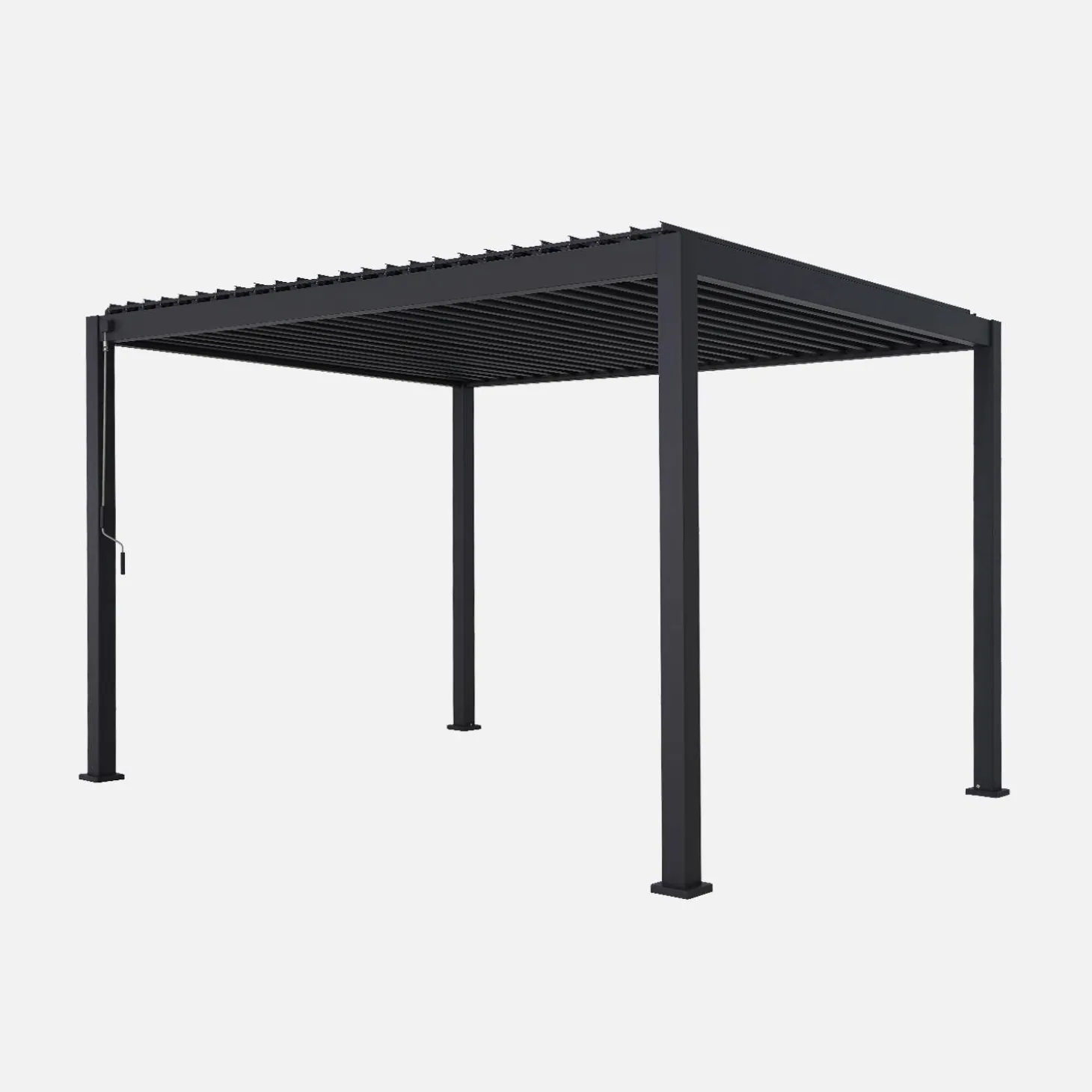 Pérgola bioclimática de aluminio 3x4m + 3 persianas verticales 1m