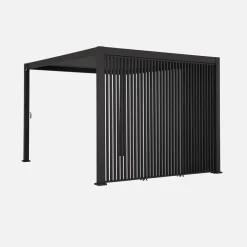 Pérgola bioclimática de aluminio 3x4m + 3 persianas verticales 1m