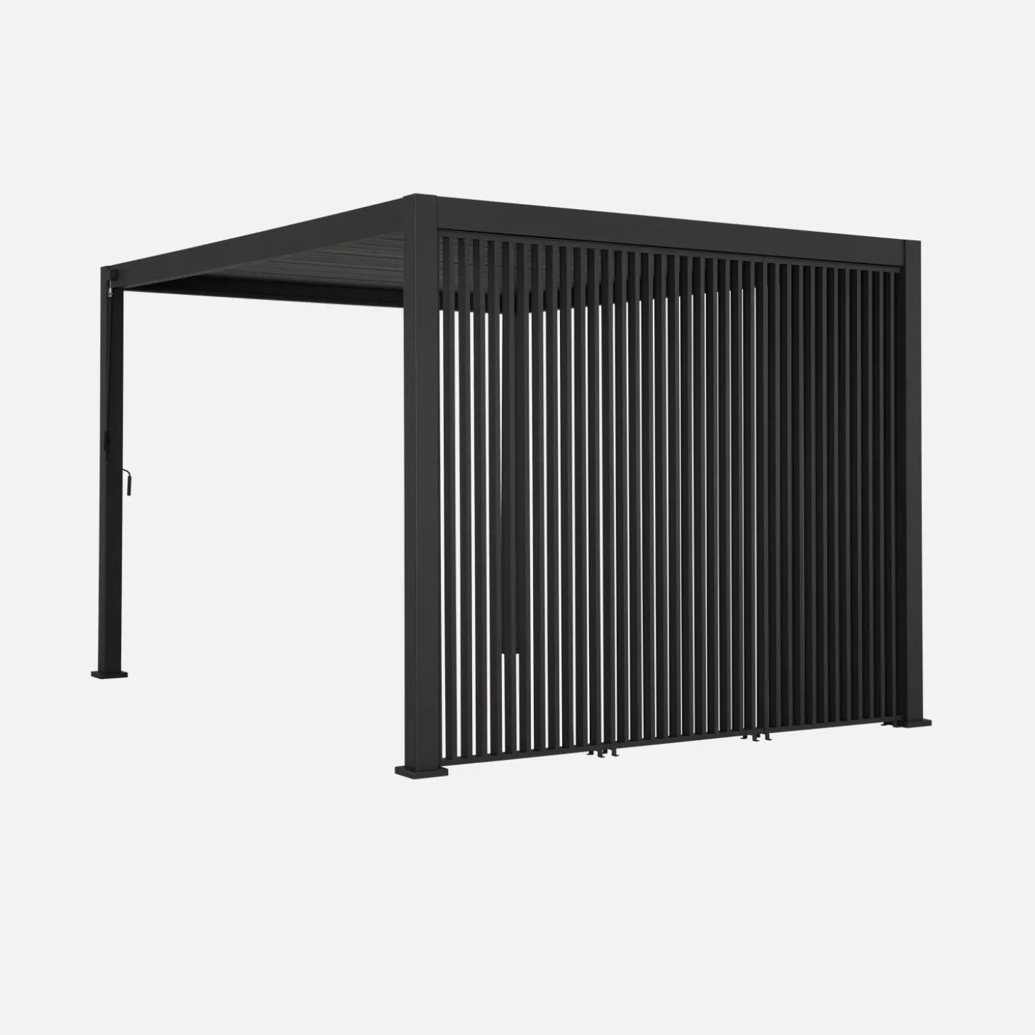 Pérgola bioclimática de aluminio 3x4m + 3 persianas verticales 1m