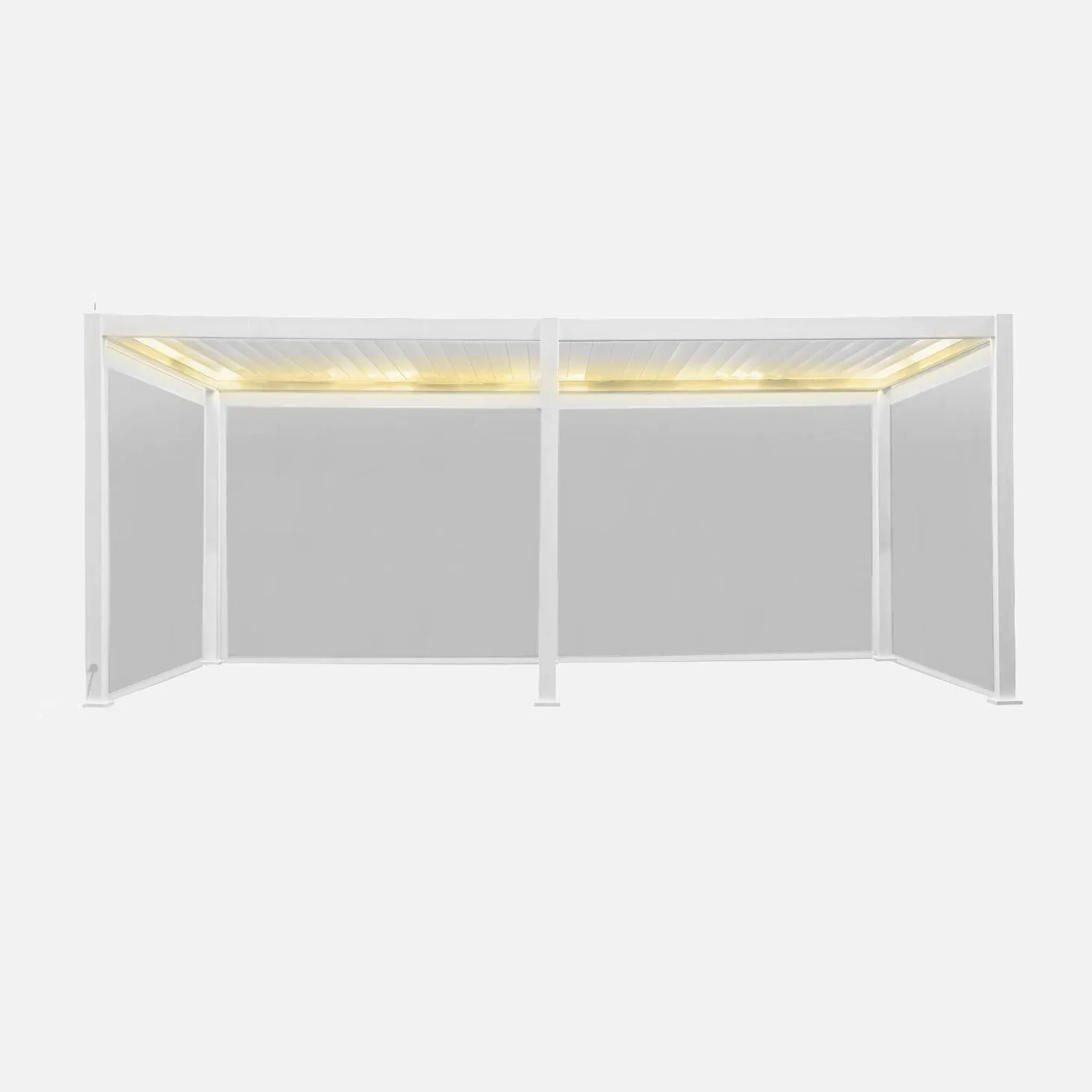 Pérgola bioclimática eléctrica de aluminio con LED 3x6m + 4 toldos de 3m