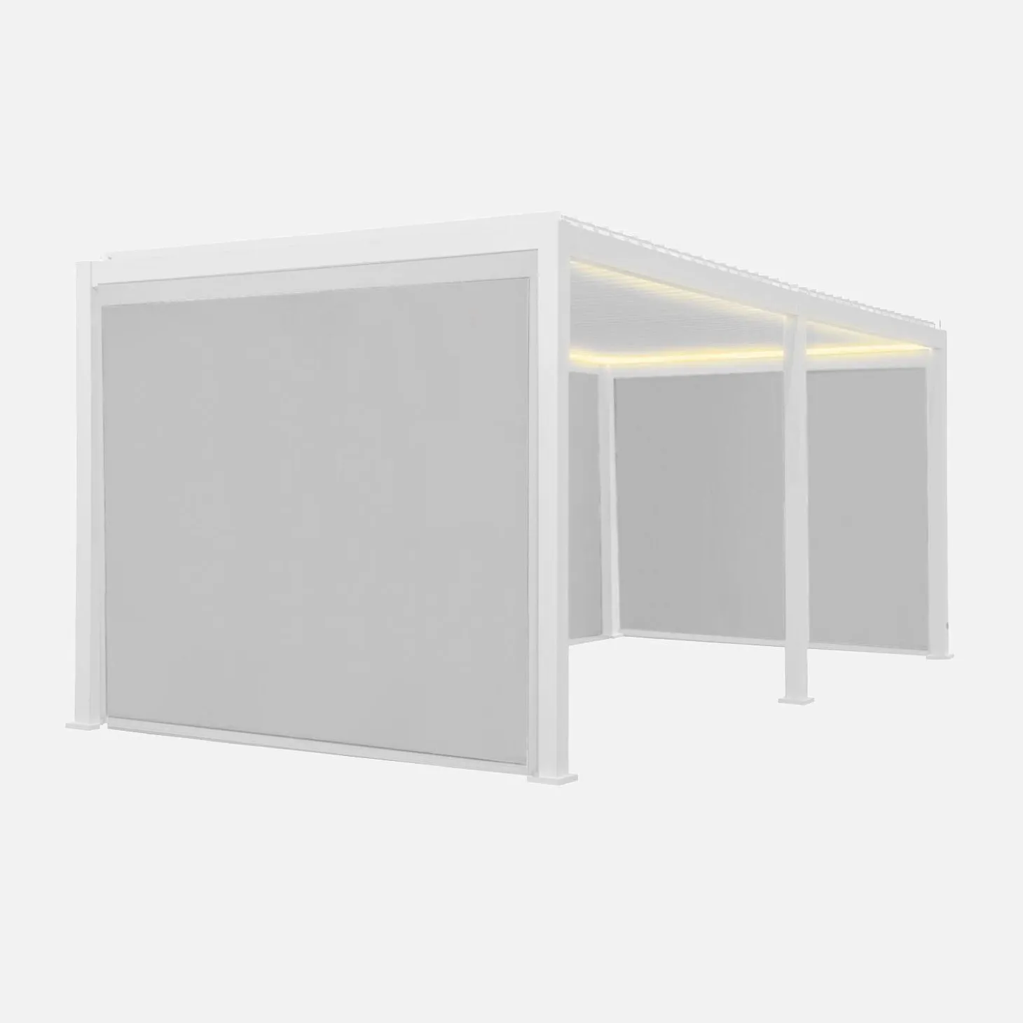 Pérgola bioclimática eléctrica de aluminio con LED 3x6m + 4 toldos de 3m