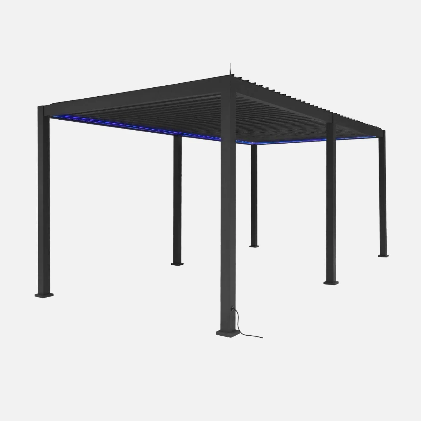 Pérgola bioclimática eléctrica de aluminio con LED 3x6m + 4 toldos de 3m