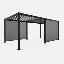 Pérgola bioclimática 3x6m + 2 toldos verticales de 3m