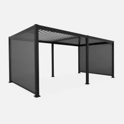 Pérgola bioclimática 3x6m + 2 toldos verticales de 3m