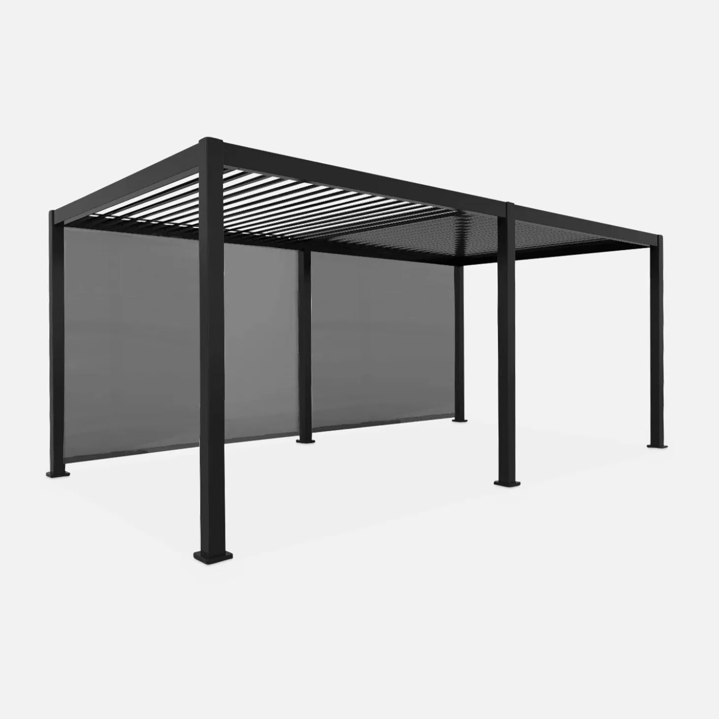 Pérgola bioclimática 3x6m + 2 toldos verticales de 3m