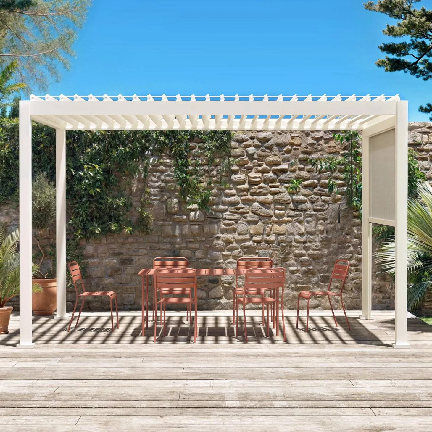 Pérgola bioclimática 3x4m con toldo vertical de 3m