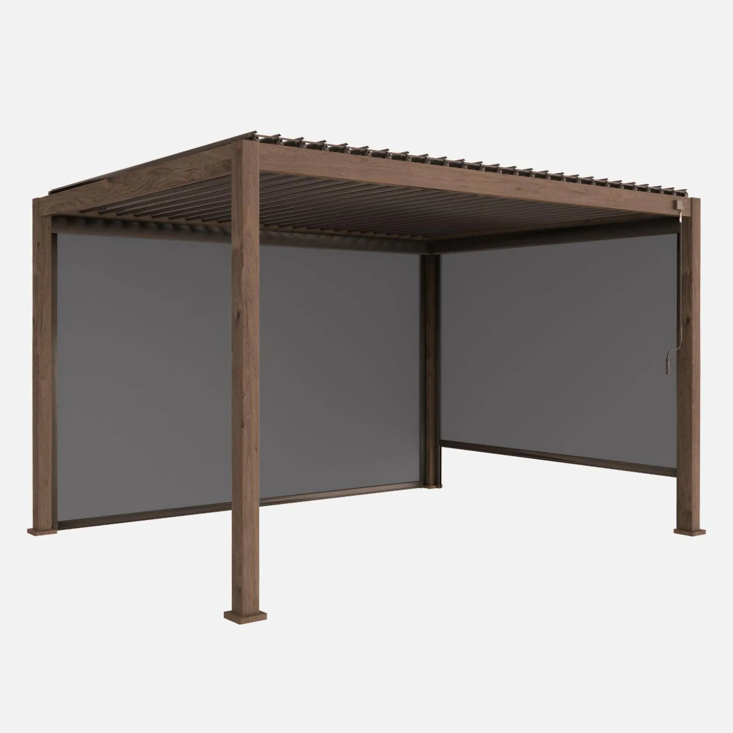 Pérgola bioclimática 3x4m con 2 toldos verticales de 3m y 4m