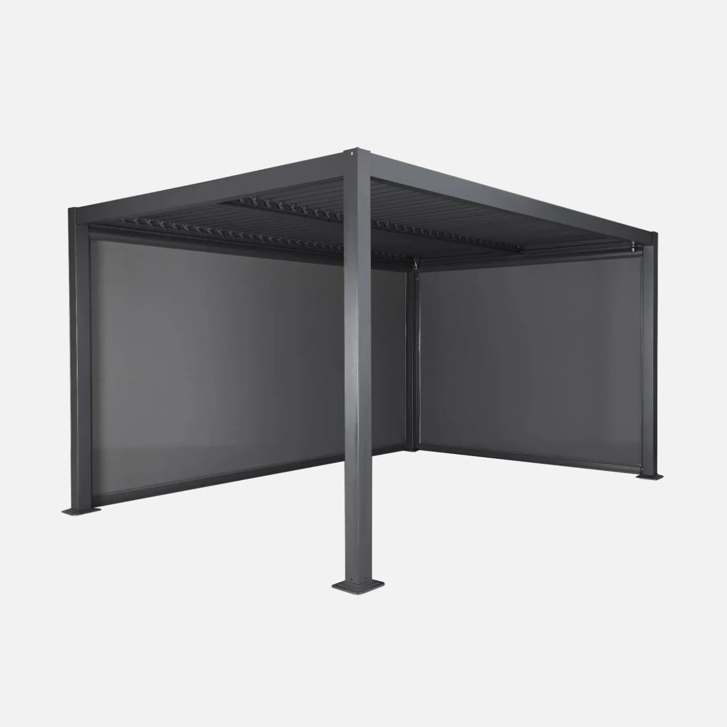 Pérgola bioclimática 3x4m con 2 toldos verticales de 3m y 4m