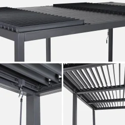 Pérgola bioclimática 3x6m de aluminio y acero con lamas orientables