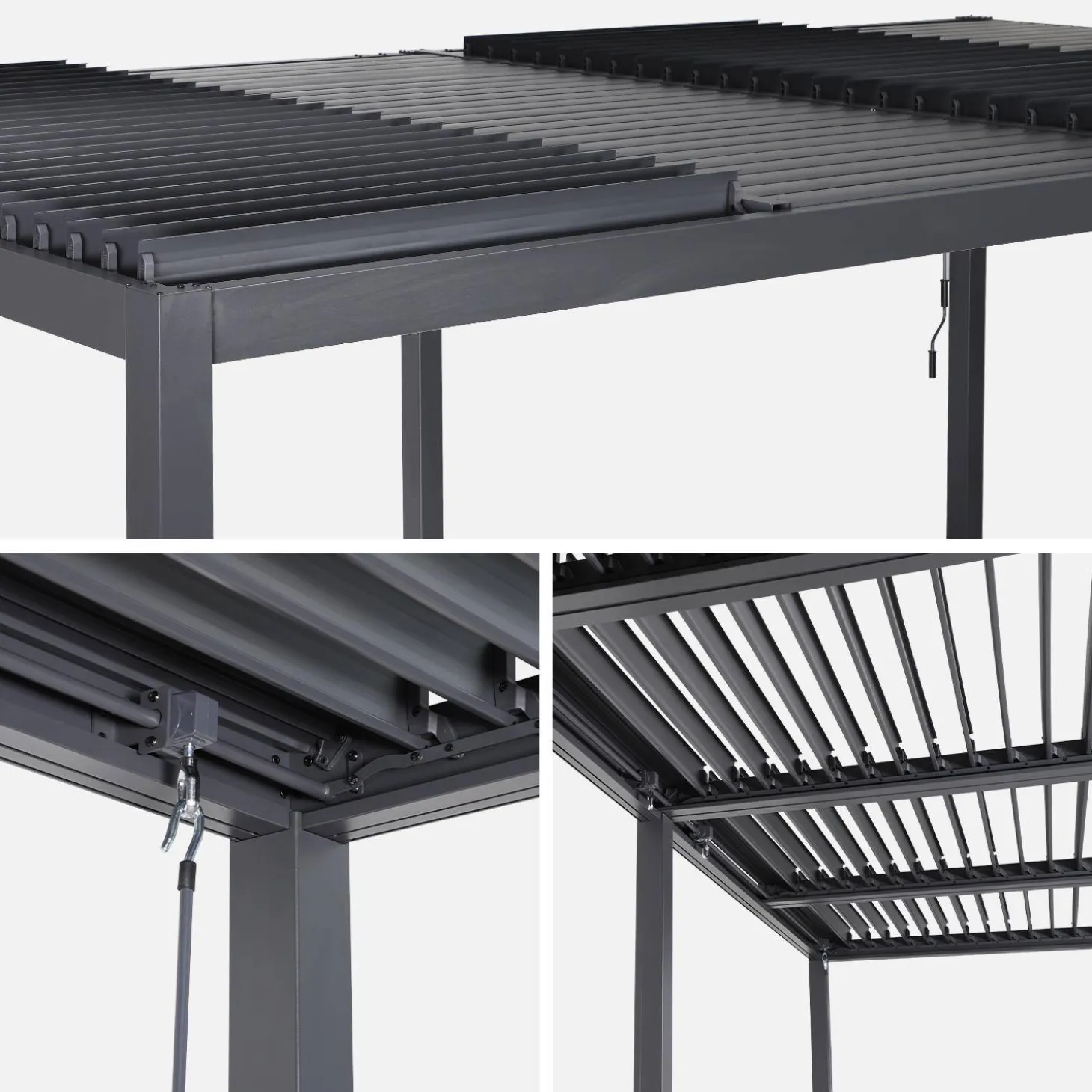 Pérgola bioclimática 3x6m de aluminio y acero con lamas orientables