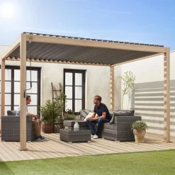 Pérgola bioclimática 3x4m de aluminio con lamas orientables