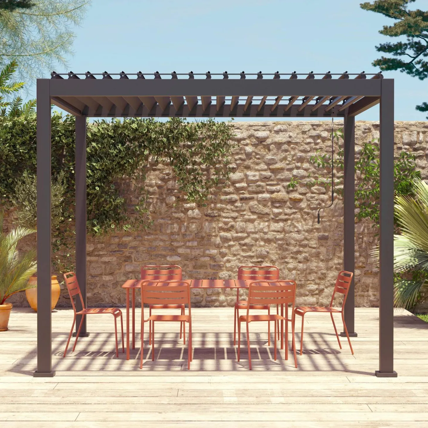 Pérgola bioclimática 3x3m de aluminio con lamas orientables