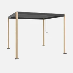 Pérgola bioclimática 3x3m de aluminio y acero con lamas orientables y pies redondeados