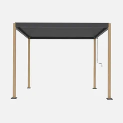 Pérgola bioclimática 3x3m de aluminio y acero con lamas orientables y pies redondeados