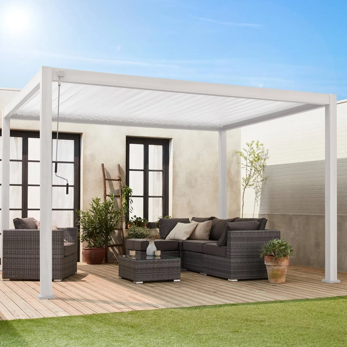 Pérgola bioclimática 3x4m de aluminio con lamas orientables