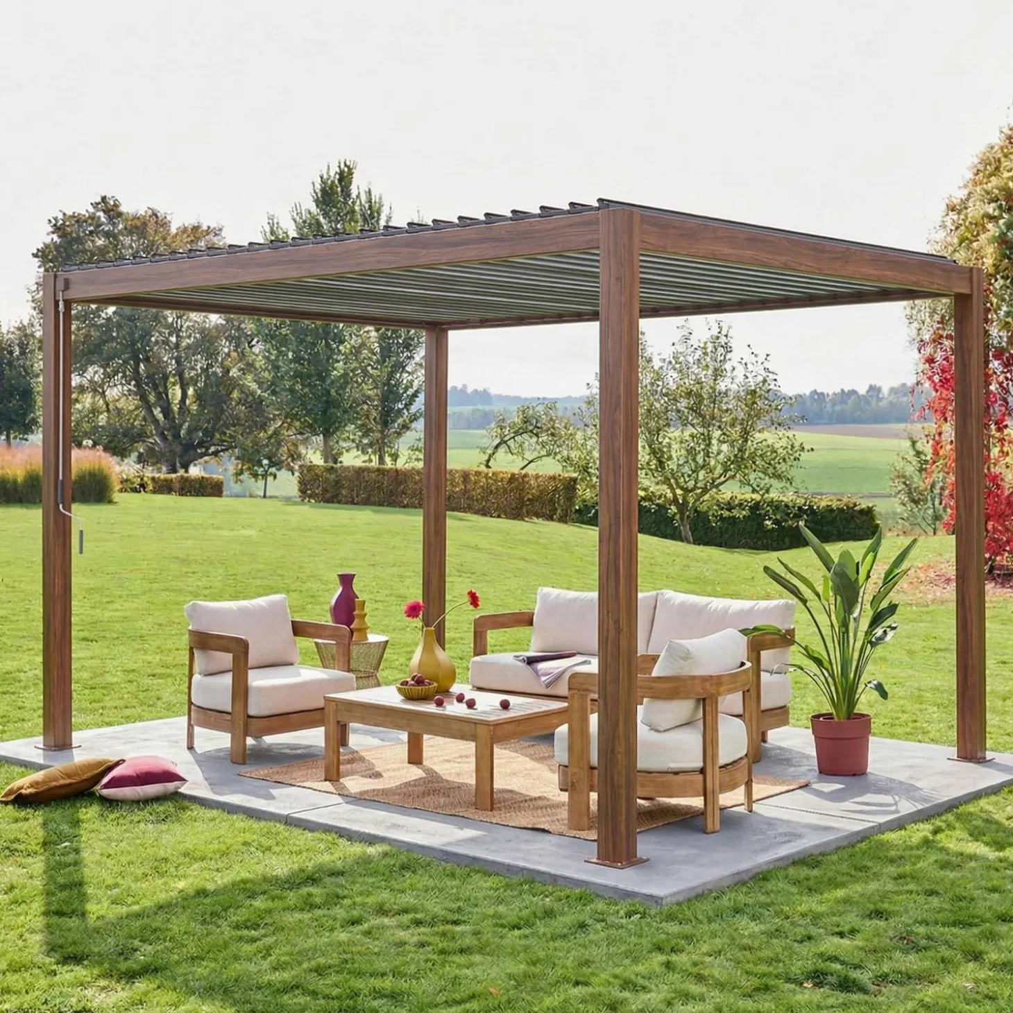 Pérgola bioclimática 3x4m de aluminio con lamas orientables