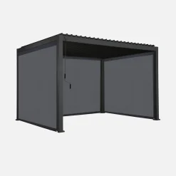 Pérgola bioclimática 3x4m de aluminio + 2 toldos de 3m + 1 toldo de 4m