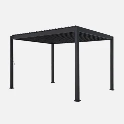 Pérgola bioclimática 3x4m de aluminio + 2 toldos de 3m + 1 toldo de 4m