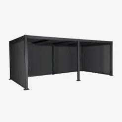 Pérgola bioclimática 3x6m de lamas de aluminio y acero + 4 toldos de 3m