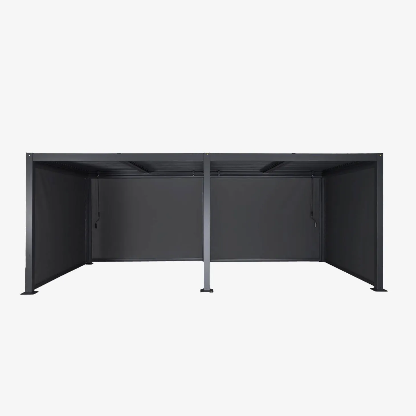 Pérgola bioclimática 3x6m de lamas de aluminio y acero + 4 toldos de 3m