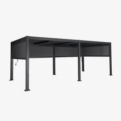 Pérgola bioclimática 3x6m de lamas de aluminio y acero + 4 toldos de 3m