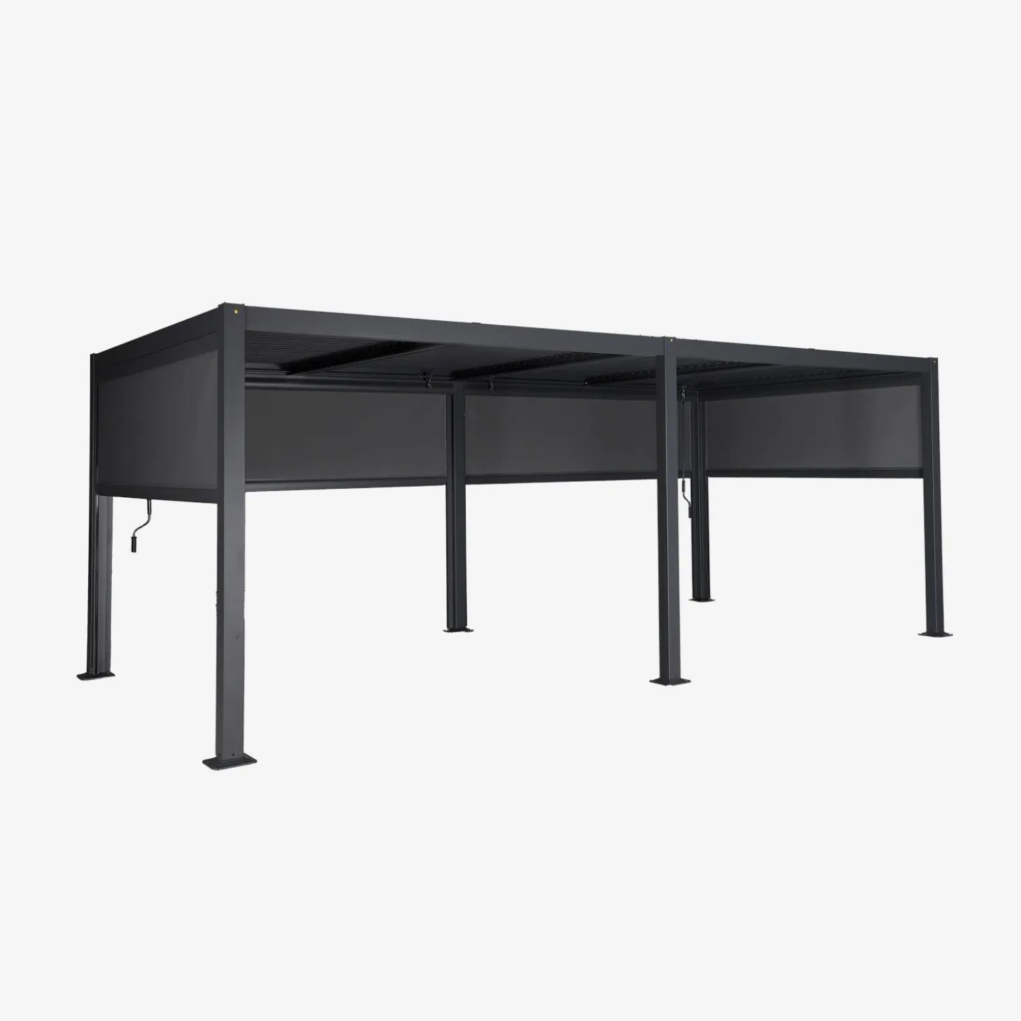Pérgola bioclimática 3x6m de lamas de aluminio y acero + 4 toldos de 3m