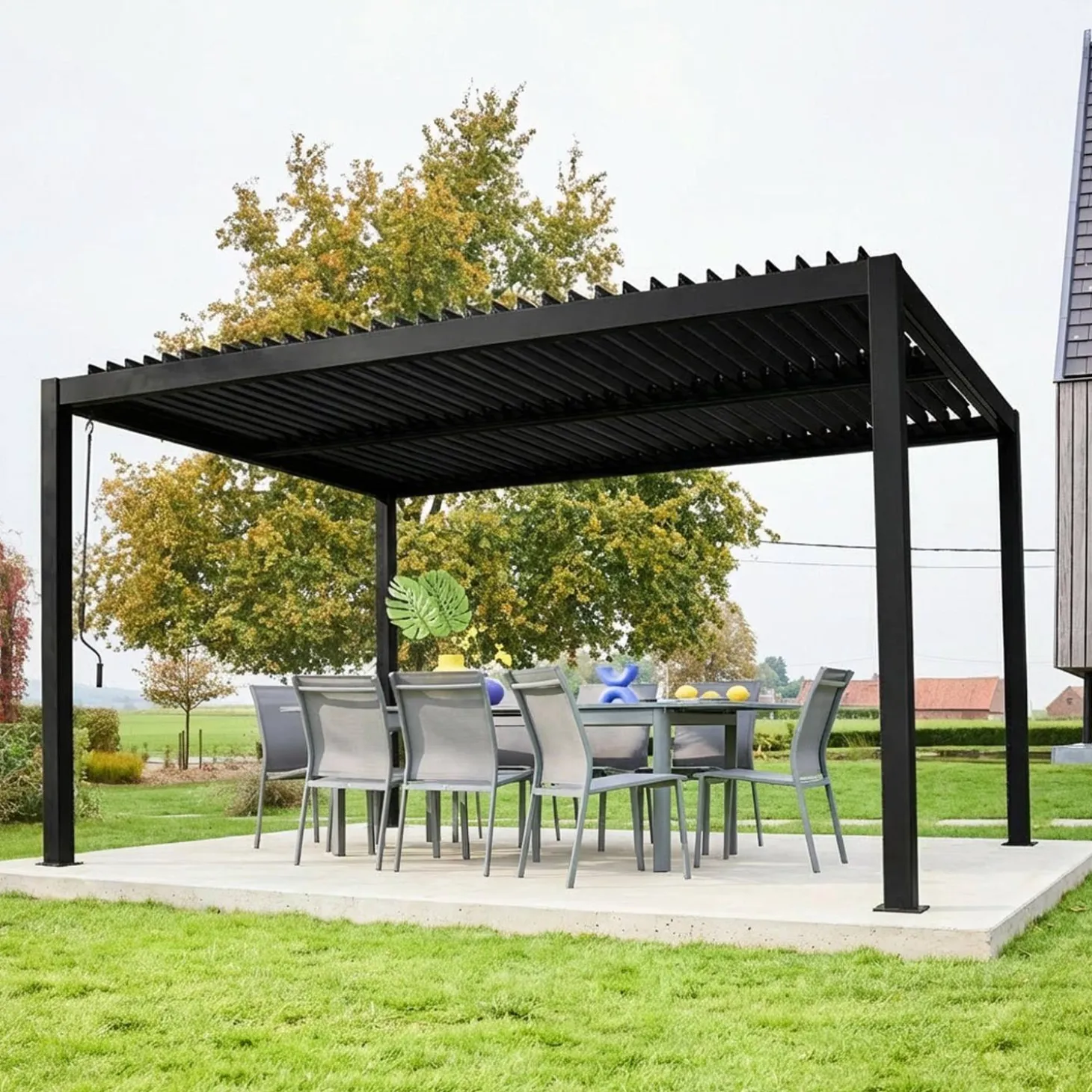 Pérgola bioclimática 3x4m de aluminio y acero con lamas orientables