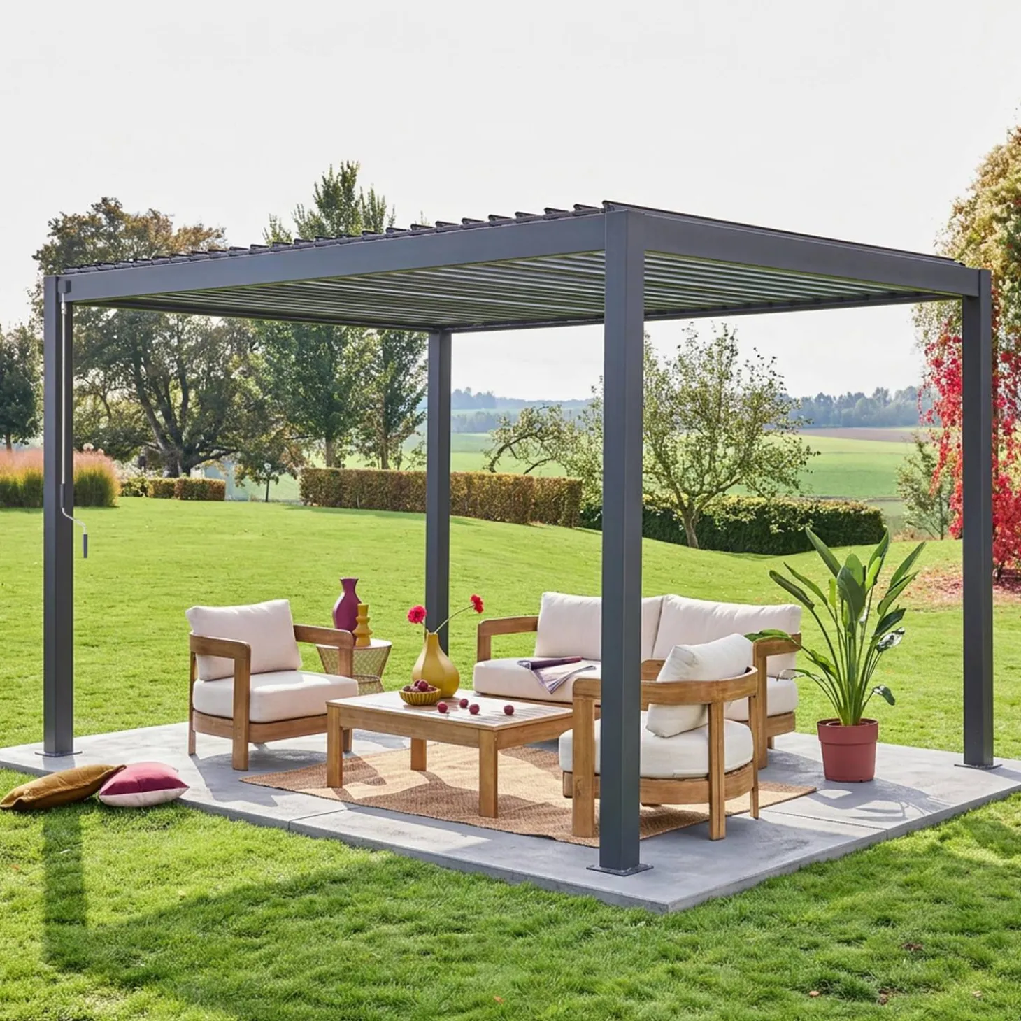 Pérgola bioclimática 3x4m de aluminio con lamas orientables