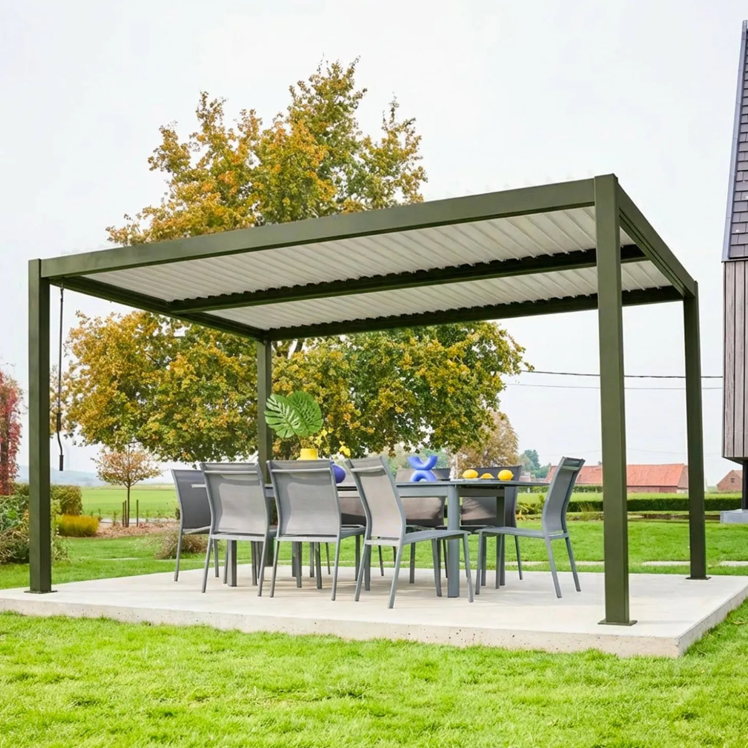 Pérgola bioclimática 3x4m de aluminio y acero con lamas orientables