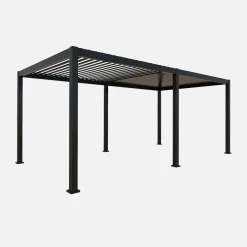 Pérgola bioclimática 3x6m de aluminio + 4 toldos de 3m
