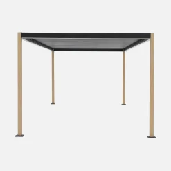 Pérgola bioclimática 3x4m de aluminio y acero con lamas orientables y pies redondeados