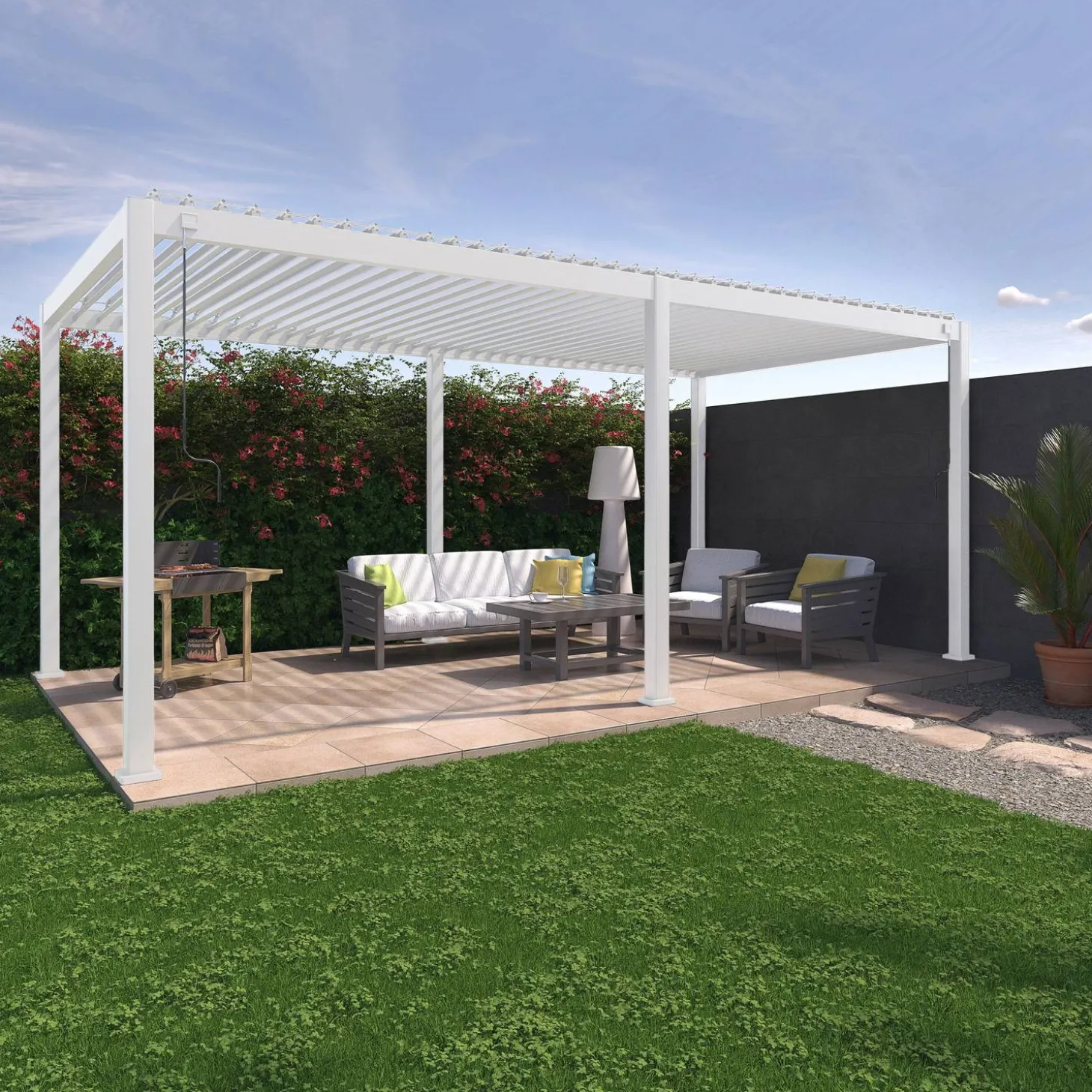 Pérgola bioclimática 3x6m de aluminio con lamas orientables