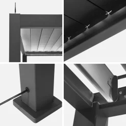 Pérgola bioclimática 3x6m eléctrica de aluminio con LED + 2 toldos de 3m