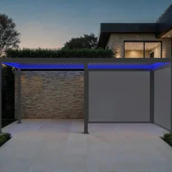 Pérgola bioclimática 3x6m eléctrica de aluminio con LED + 2 toldos de 3m