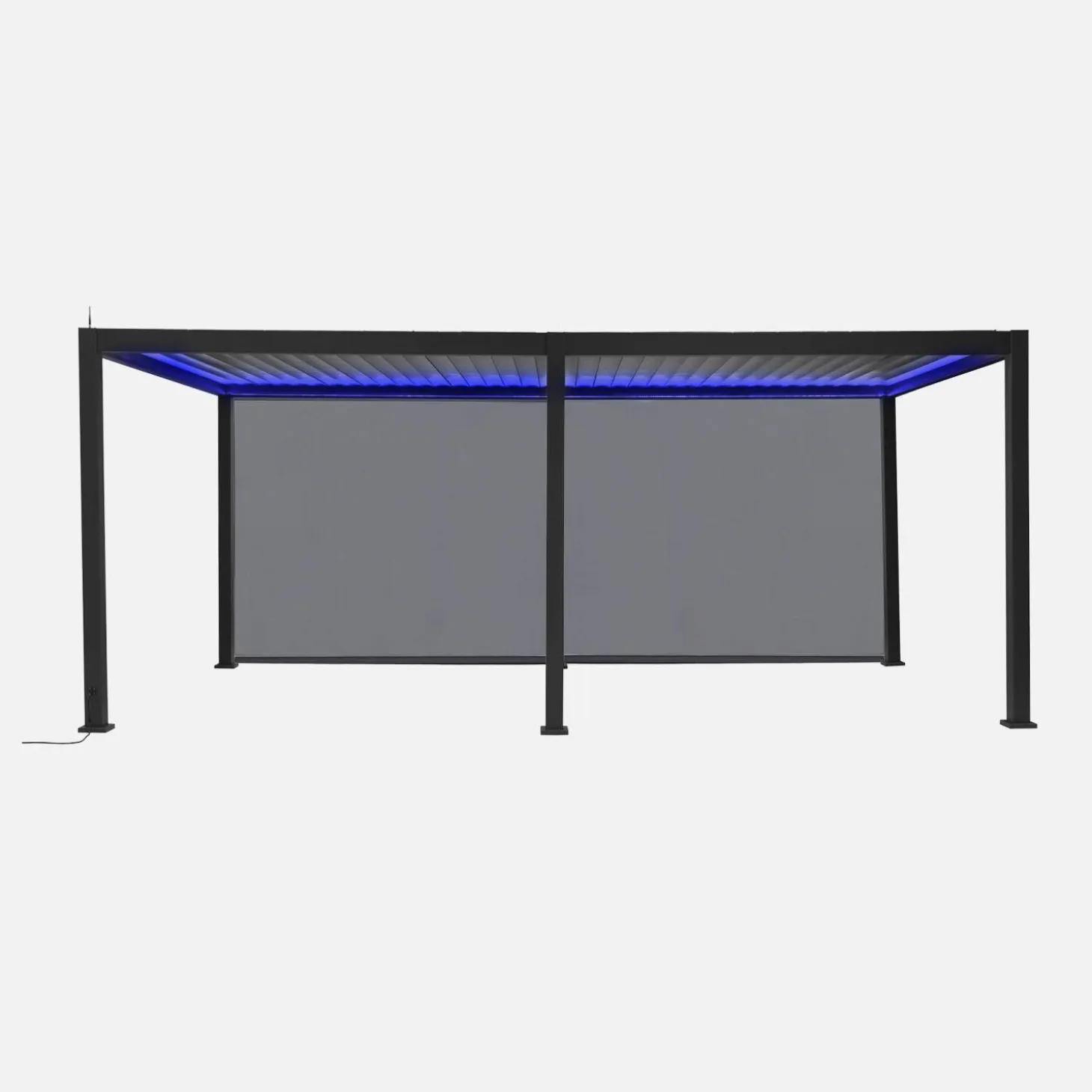 Pérgola bioclimática 3x6m eléctrica de aluminio con LED + 2 toldos de 3m