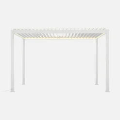 Pérgola bioclimática 3x4m eléctrica LED + toldo 3m + toldo 4m